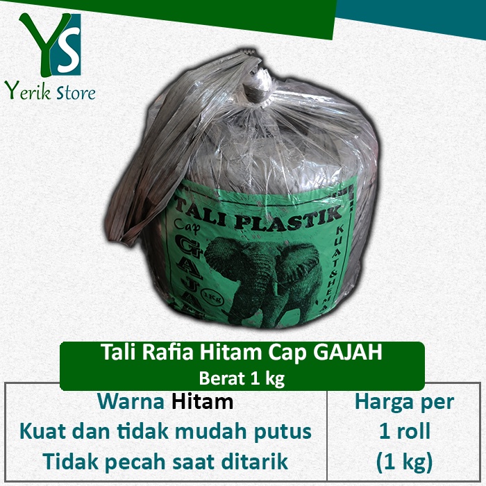 

Tali Rafia Hitam Cap GAJAH 1 kg TALI PLASTIK HITAM GULUNGAN BESAR