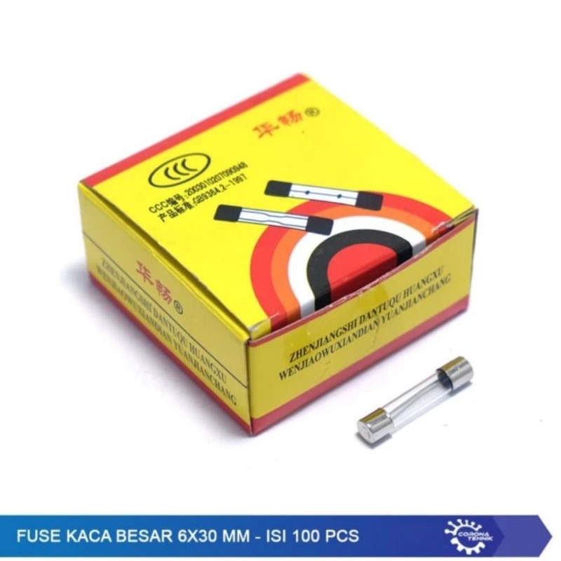 fuse sekring kaca besar  6 x 30 mm isi 100pcs