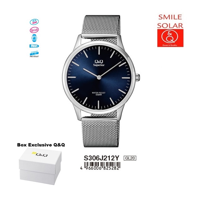 Jam Tangan Unisex Casual Business Rantai Stainless Steel Analog Original Q&amp;Q QnQ QQ S306 S306J Series