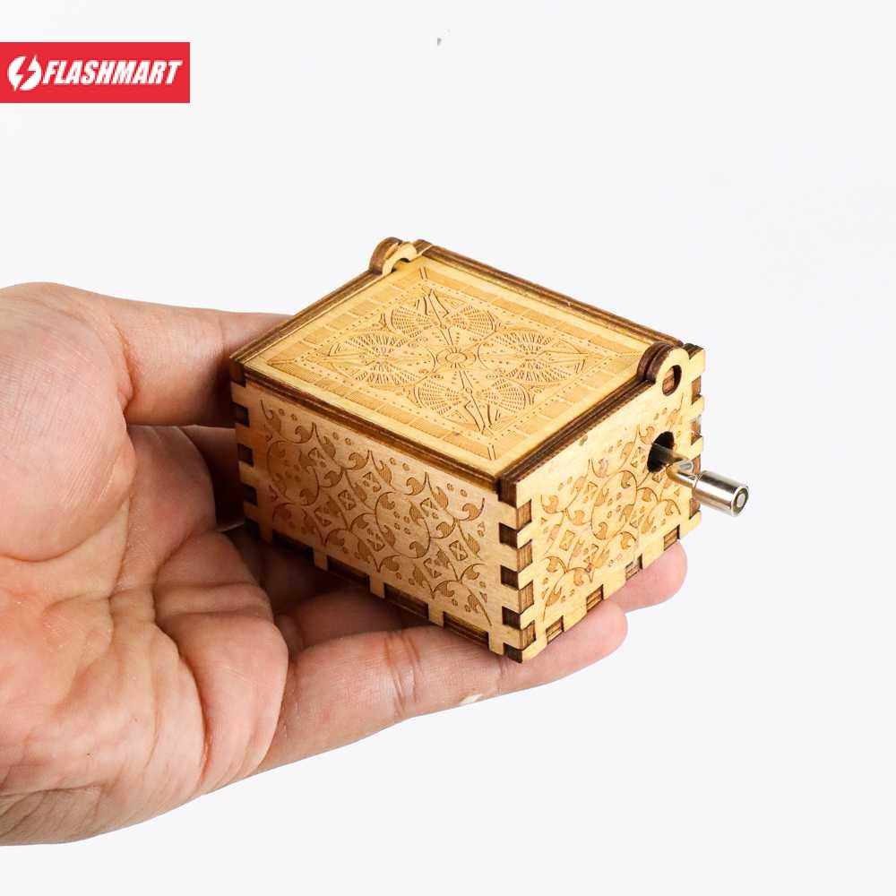 Flashmart ANPRO Kotak Musik Antik Wooden Music Box Engraving - ADQ0194