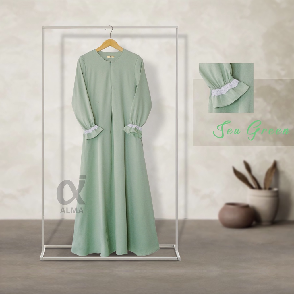 BISA COD Amira Dress | Size S M L XL XXL | Gamis Casual Busui Dress Gamis Renda Baju Muslimah