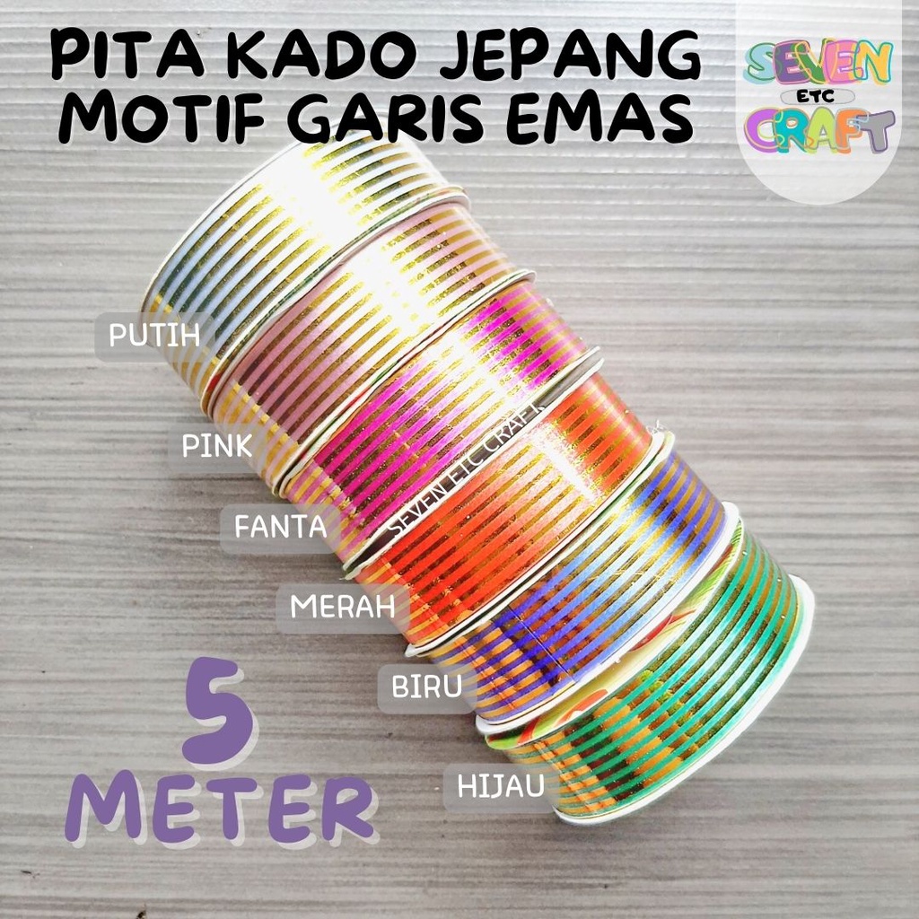 

Pita Kado Jepang Motif Garis Emas