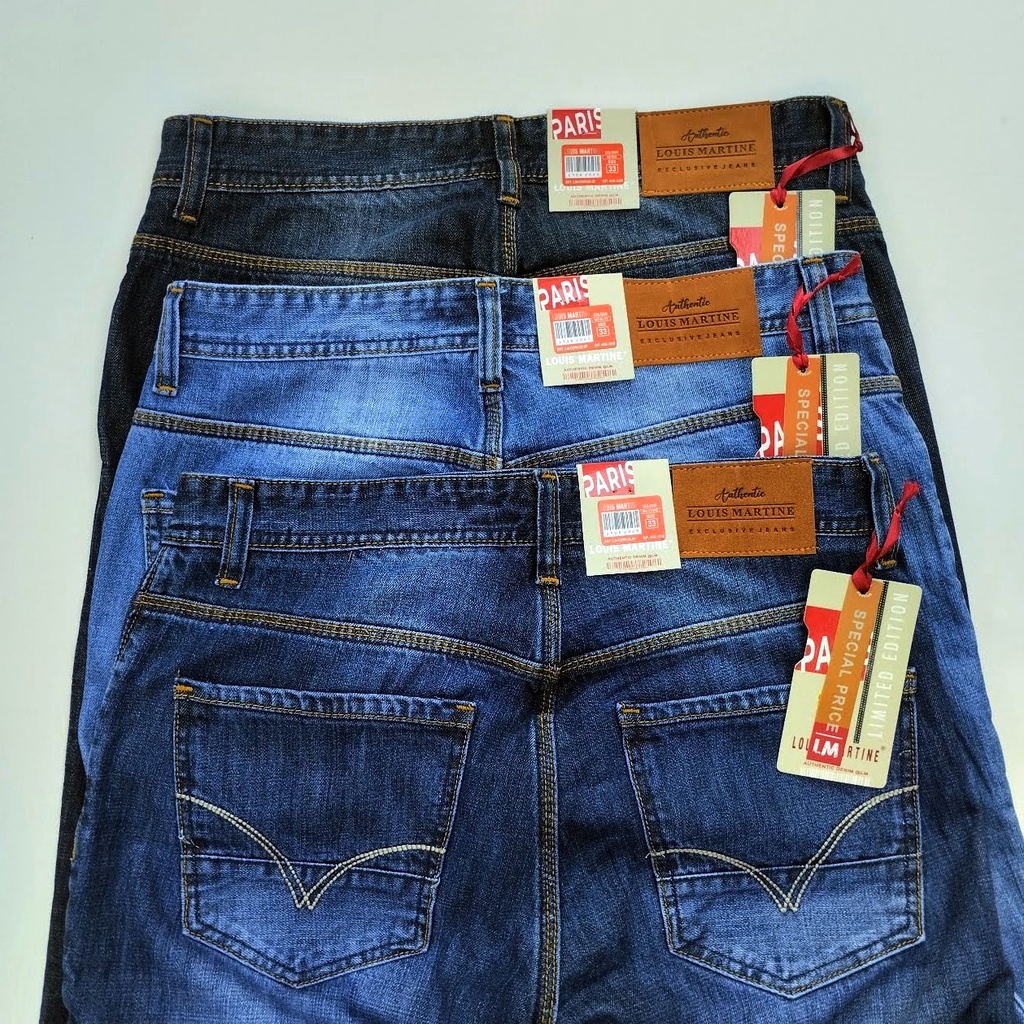 Celana Jeans Pria Louis Martine Original Reguler Fit Model Terbaru Size 28-38 Denim Jins Loiss Cowok