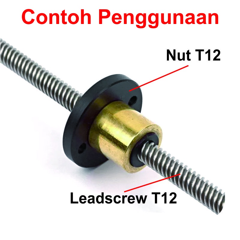 [HAEBOT] Spring T Nut TNut T12 Lead Screw 12mm Leadscrew 12 Pitch 2mm CNC Anti Backslash Trapezoidal Loaded Ulir Mekanik Brass