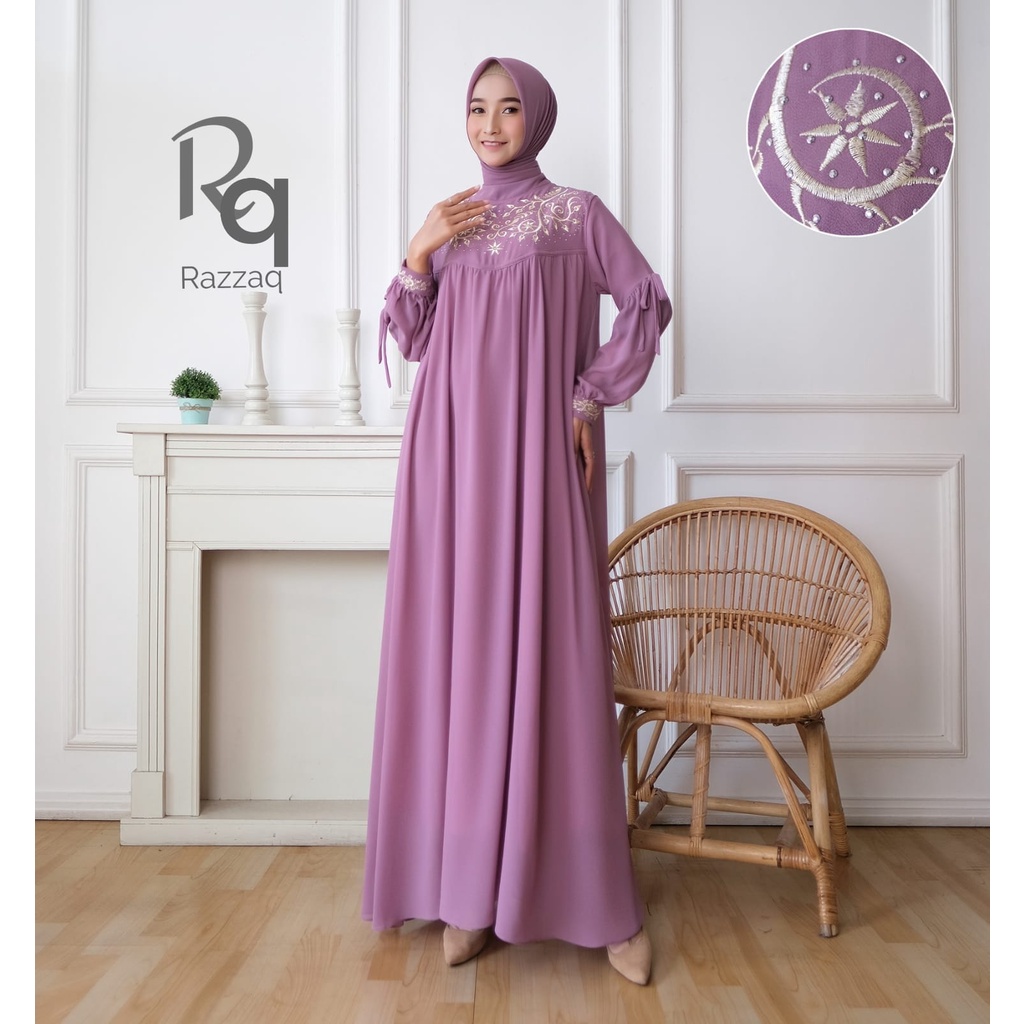 Gamis Lebaran Terbaru 2023 || Gamis Cerutty Bordir || Free Hijab Payet Bisa Bayar di Tempat (COD) || Gamis Hajrah Zalfah ~ DVN STYLE