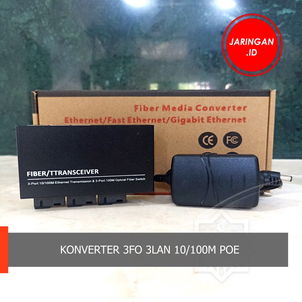 MEDIA KONVERTER FIBER  OPTIC 3SC 3LAN POE