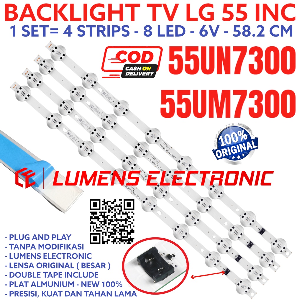 BACKLIGHT TV LG 55 INC 55UM7300 55UN7300 55UM 55UN LAMPU BL 8K 6V KODOK LENSA BESAR 8LED 8 KANCING 6