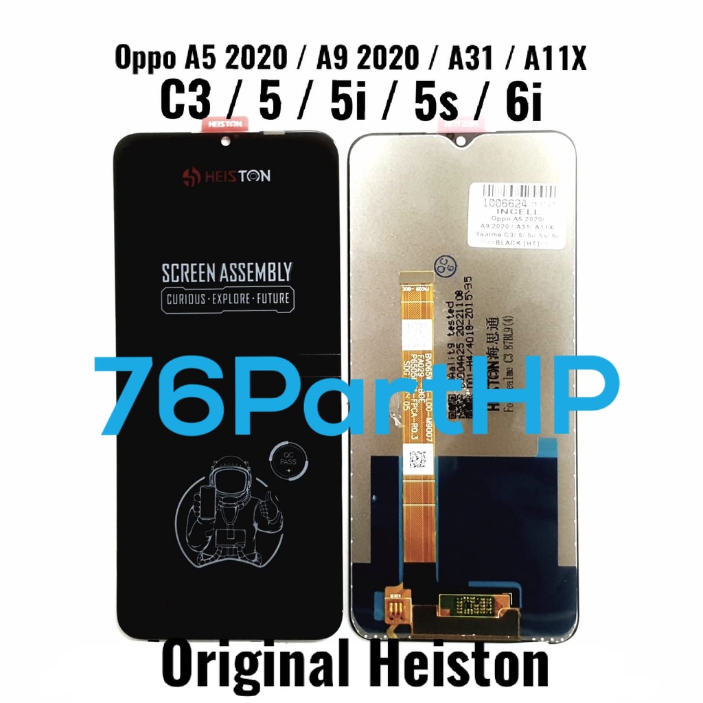 Lcd Touchscreen Fullset Kwalitas Original Heiston Oppo A5 2020 A9 2020 - Hitam