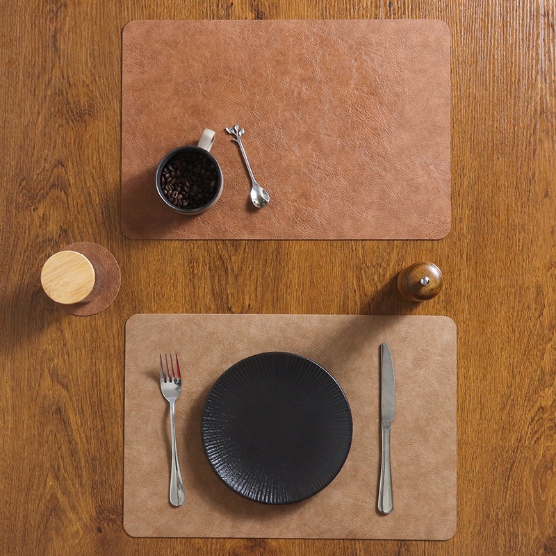 Leather table mat, heat insulation pad, waterproof and oil-proof table mat, American light luxury, high-grade dining plate mat, cup mat, western food mat