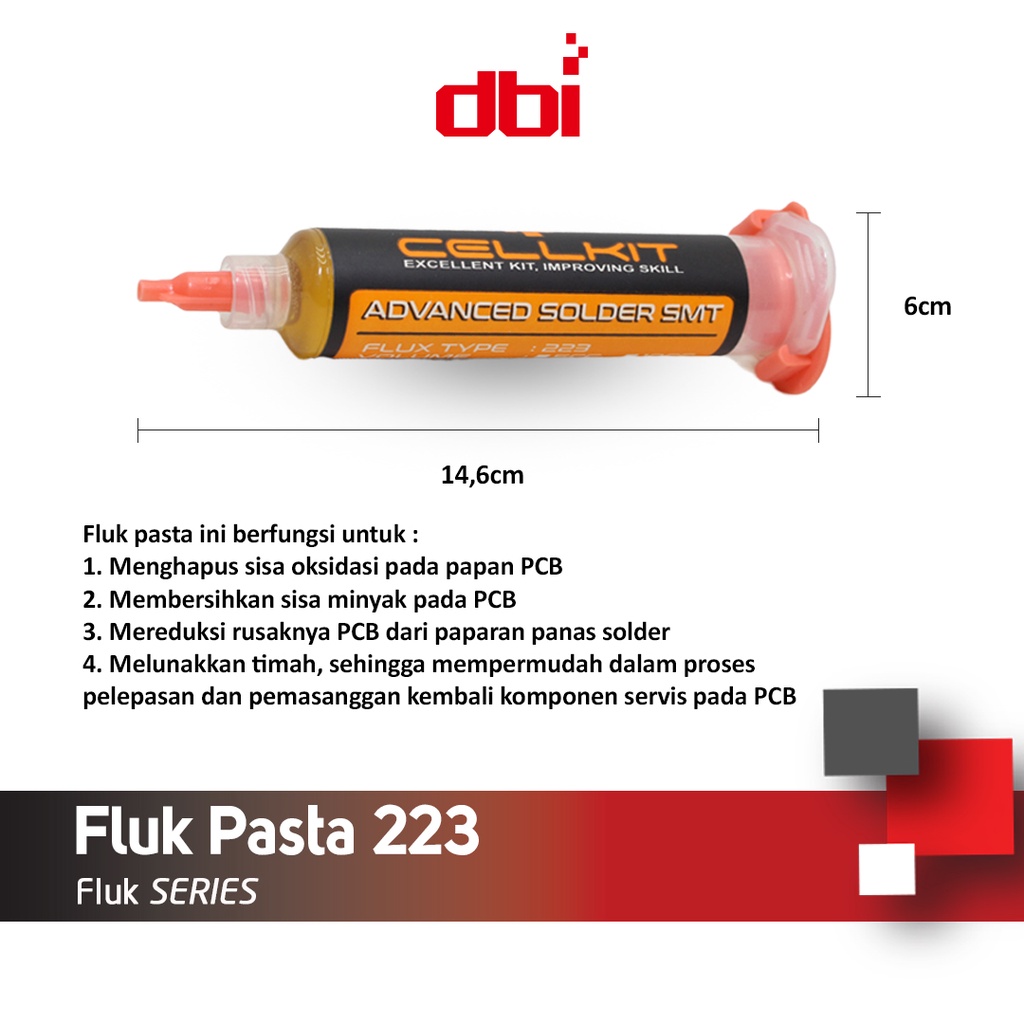 Fluk Solder Pasta Kuning 223 Tube 5cc CELLKIT