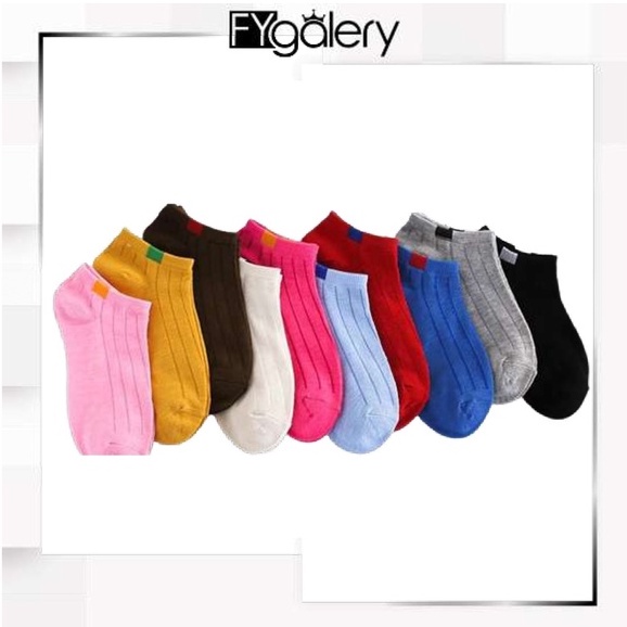 FYGALERY D020 Kaos Kaki Polos Wanita KaosKaki Ankle Pendek Korea Murah Short Socks