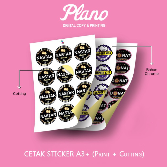 

CETAK STICKER LABEL KEMASAN BAHAN CROMO PLUS CUTTING