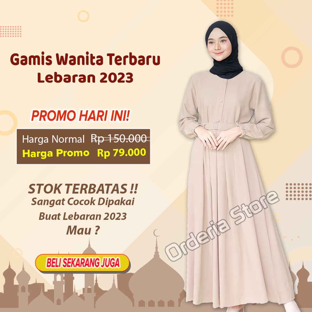 Baju Busana Muslim Gamis Terbaru 2023 Lebaran Wanita Import Remaja Kekinian Korean Style
