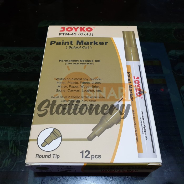

Spidol paint marker gold ptm43 joyko 1pak isi 12pc