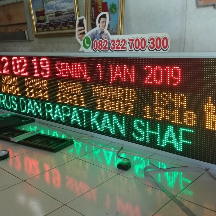 jam masjid waktu sholat digital running text jumbo timer iqomah