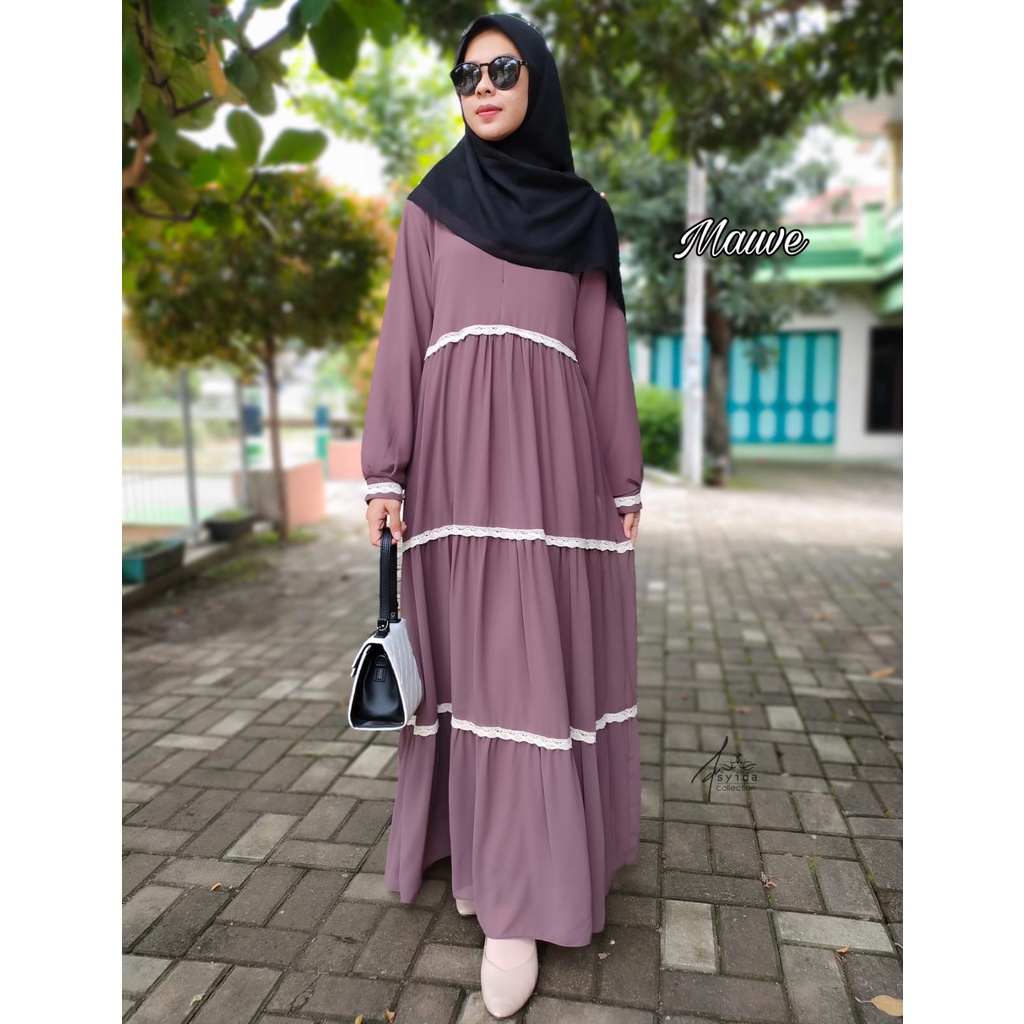 Gamis Ceruty Babydoll Renda Susun/ Gamis Ceruty Babydoll