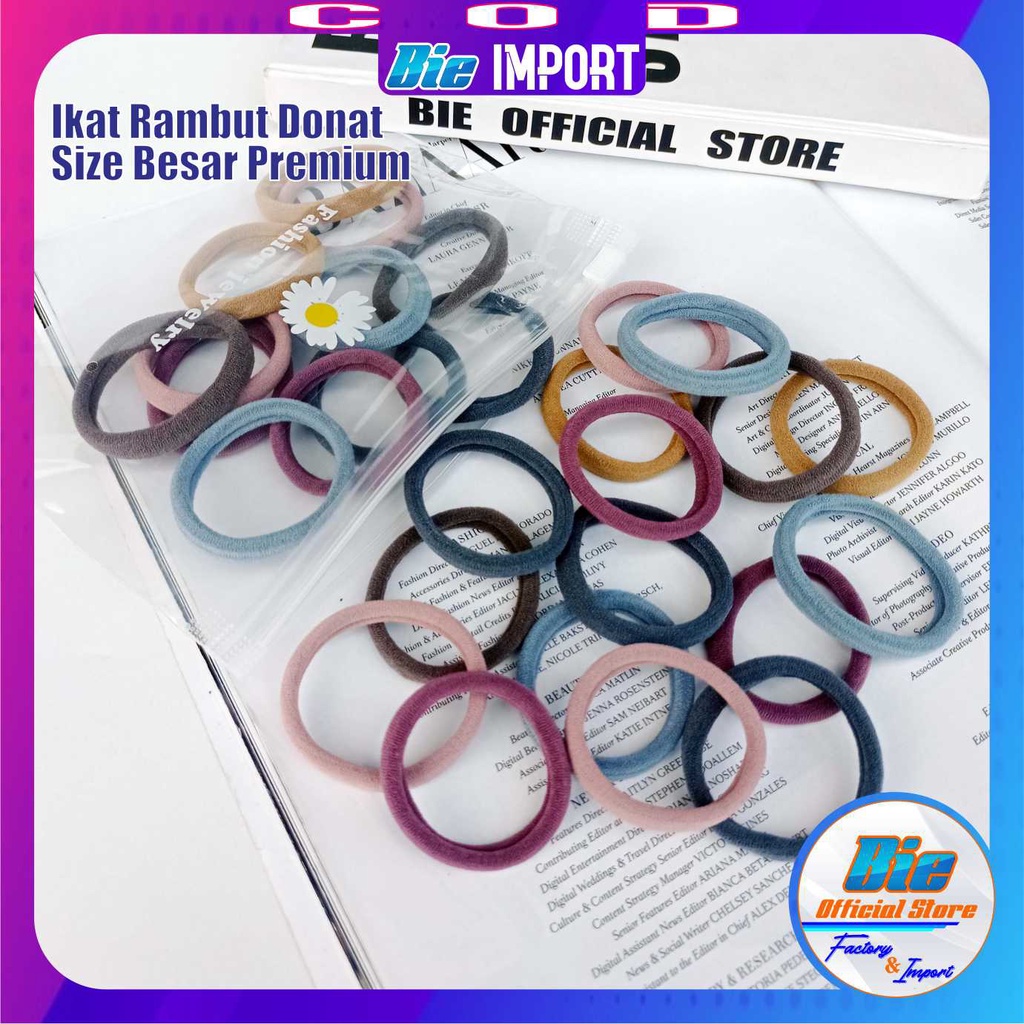 ikat Rambut Korea Donat Ukuran Besar + Pouch Impor Best Seller