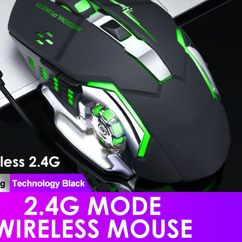 ✥ 【】Jovitech Rechargeable gaming Mouse 2400 DP Wireless Ultra-Thin Silent Mute LED Lights Computer L