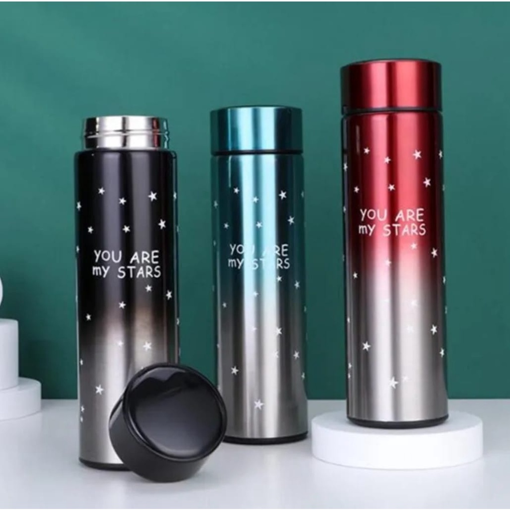 Tumbler-Termos LED &amp; Non LED Suhu Temperatur Display 500ML Motif Bintang-Tumbler  Air Panas&amp;Dingin Stainles Steel Smart Termos Layar Sentuh LED Display 500ML Motif Bintang