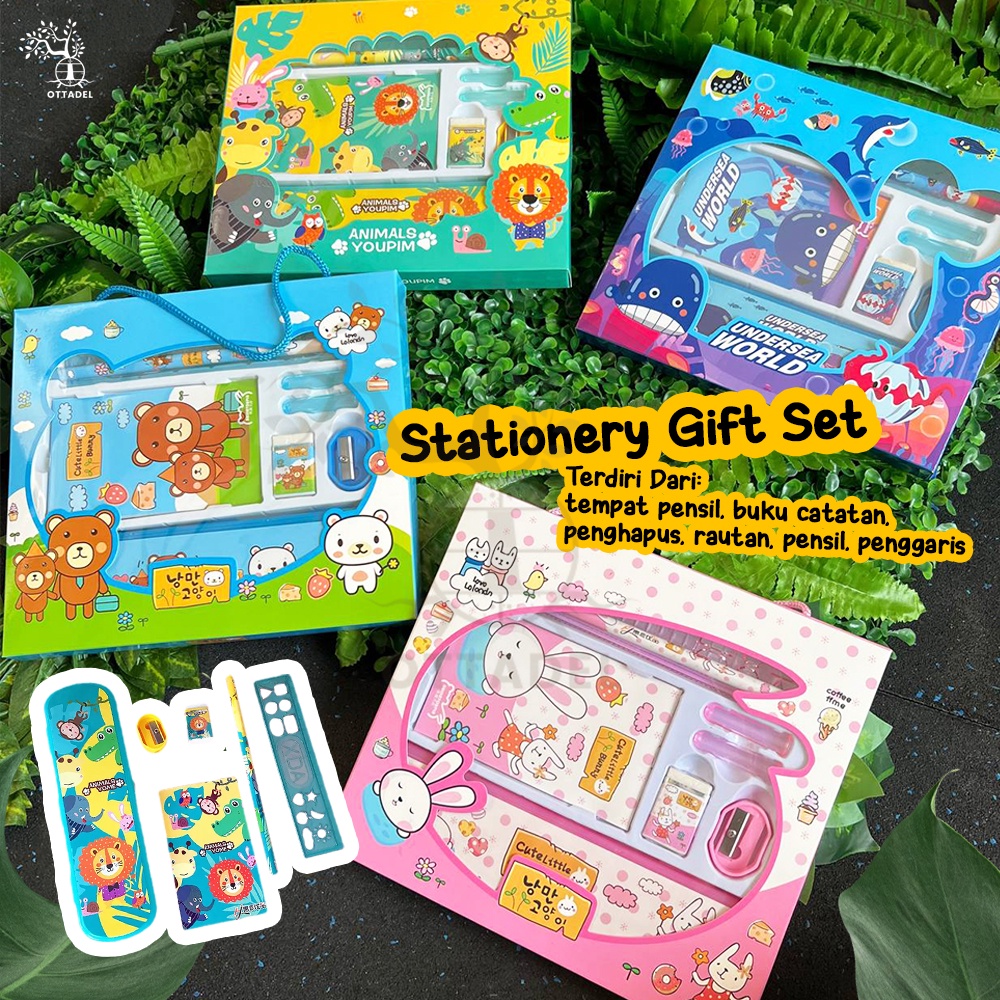 

Ottadel Cartoon Stationery Gift Box / Set Alat Tulis Anak untuk Kado, Hampers, dll