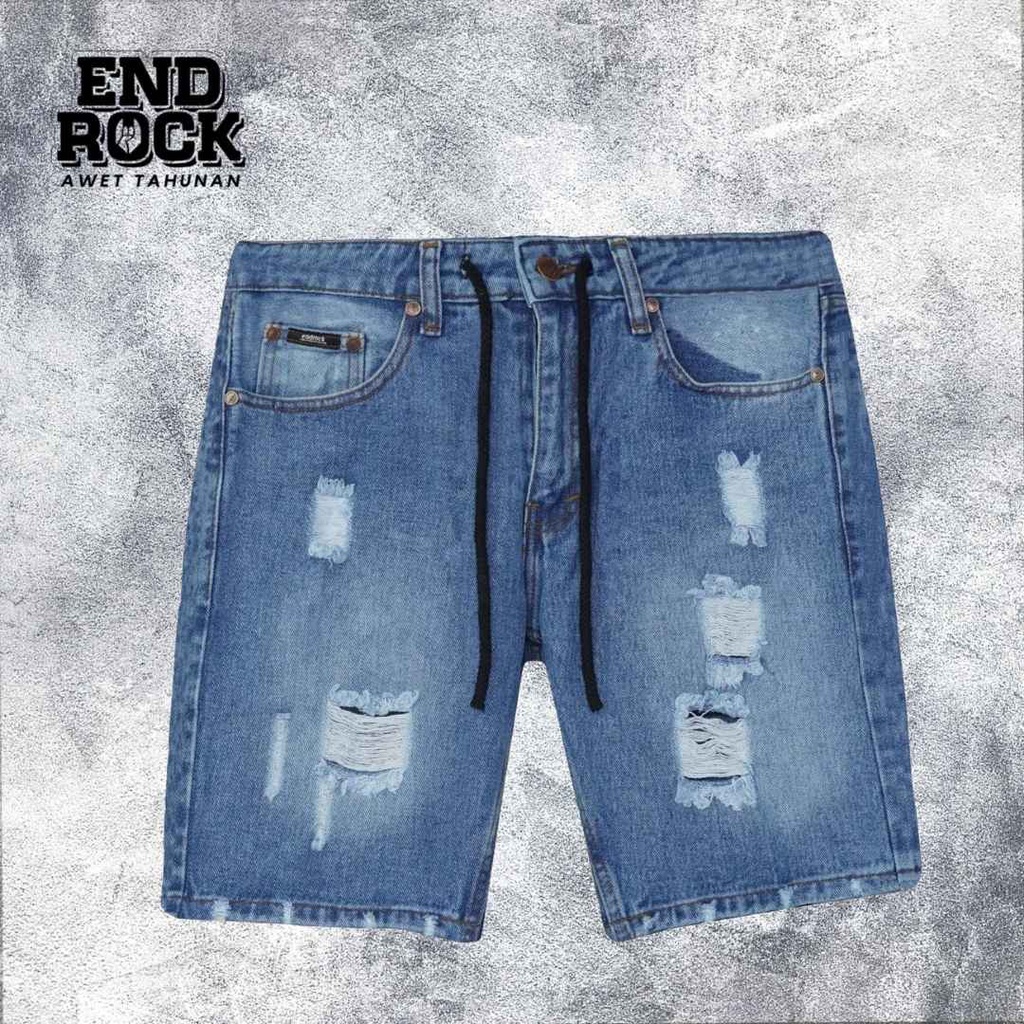 ORIGINAL jeans Endrock 028 Jahit | Celana pendek sobek pria