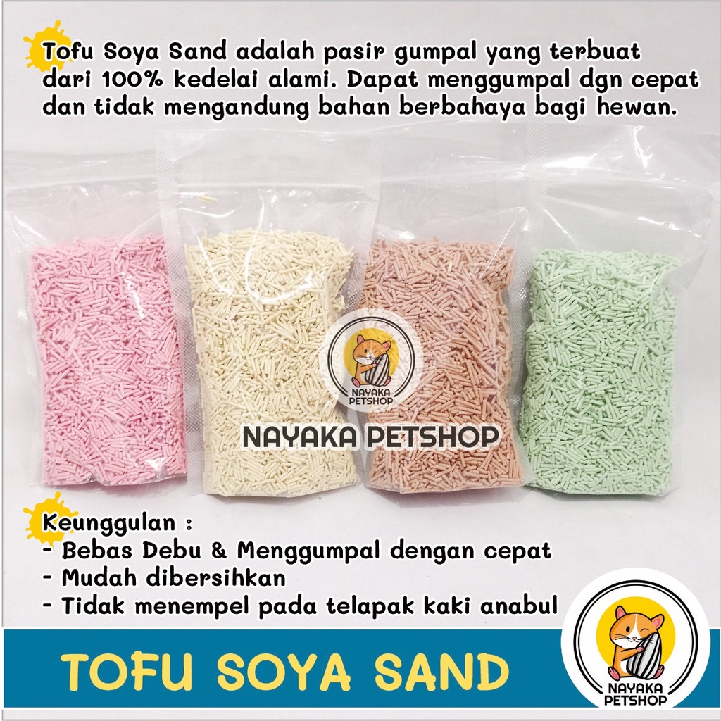 Tofu Soya Sand Pasir Toilet Hamster Gumpal 250 gr Pengganti Zeolit Pup Kencing Kotoran Hewan