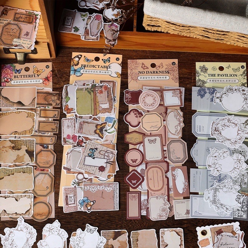 

6 Pcs Aesthetic Vintage Sticker Material Retro Stiker Scrapbook Pretty