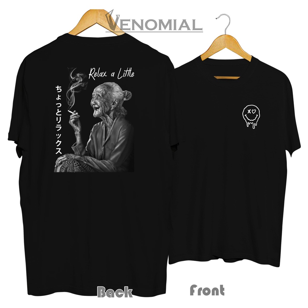 Kaos Distro RELAX NENEK SEBAT Santuy Baju Nyeleneh Lucu Pria Wanita Cotton Combed 30s Venomial