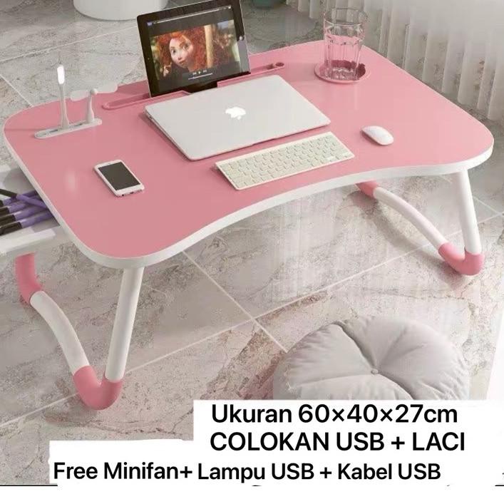 ♤ Meja Laci + USB / Meja Lipat Belajar Meja Belajar Meja Belajar Laci Meja Belajar USB ♕