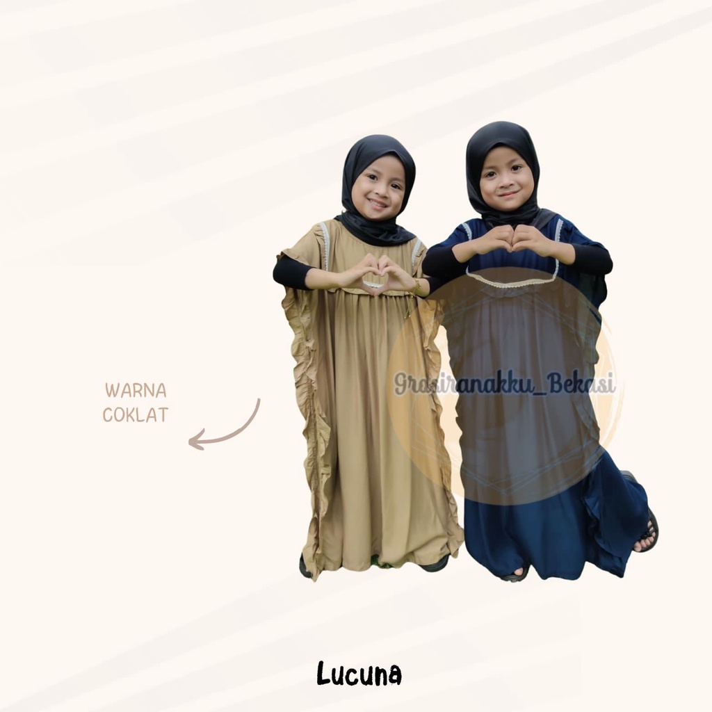 Kaftan Anak Amara Lucuna Junior Warna Coklat Size 2-10 TH