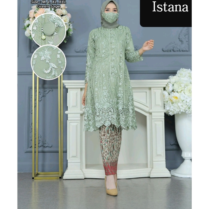 Ready Set Tunik Kancing depan Modern by Istana Kebaya//Kebaya Terbaru//Baju Kebaya/Kebaya Termurah/Kebaya Pesta Terbaru/baju kebaya/pakaian wanita//pakaian tradisional/set kebaya