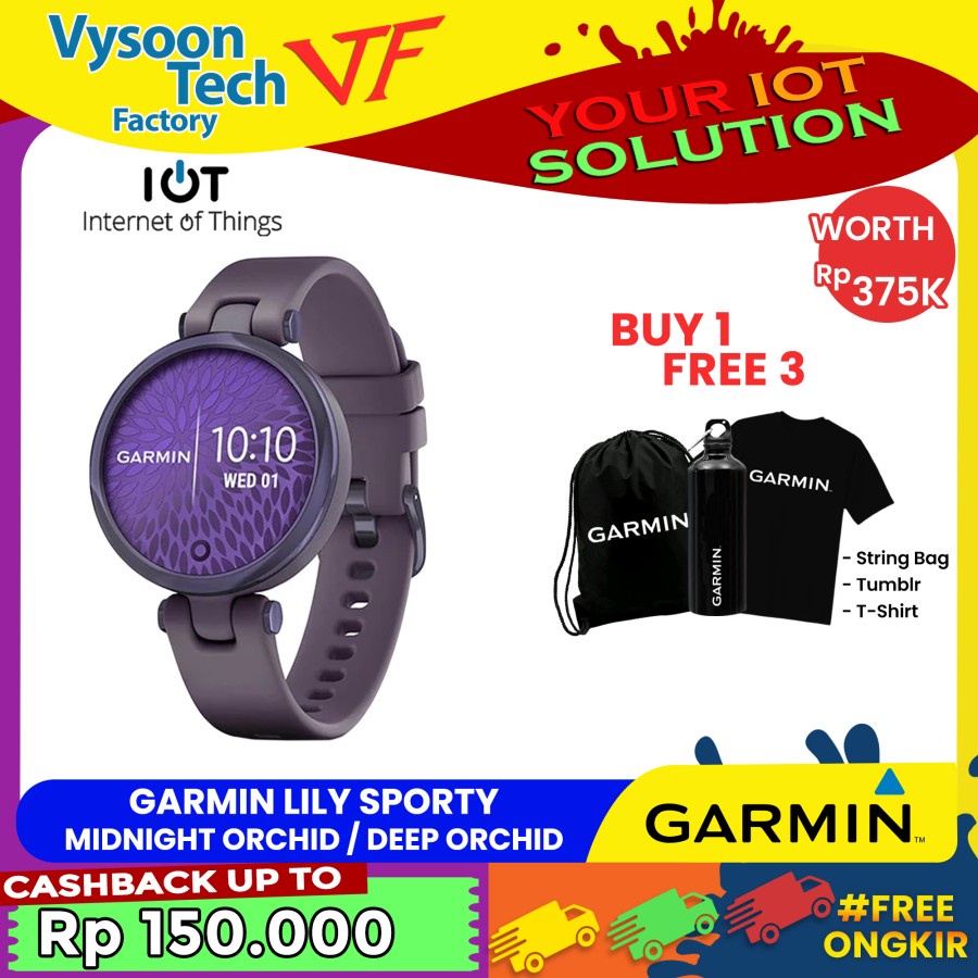 Garmin Lily Smartwatch Deep Orchid Silicone - Garansi Resmi 2 Tahun