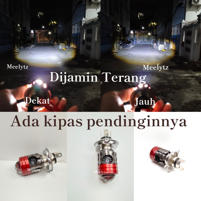 LAMPU UTAMA LED LASER KIPAS H4 PROJECTOR SUPER TERANG PUTIHPUTIH