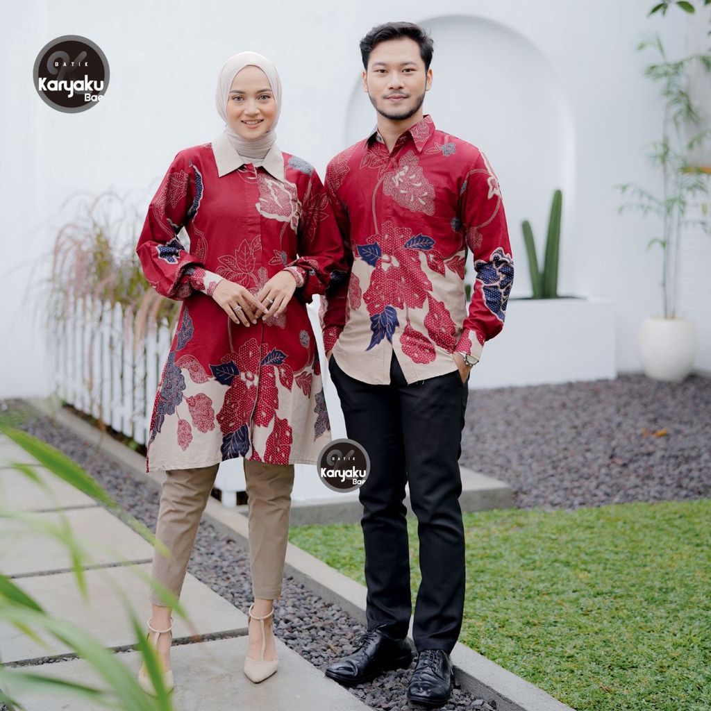 Batik couple wanita pria batik kantor terbaru seragam batik wanita pria M L XL XXL Jumbo