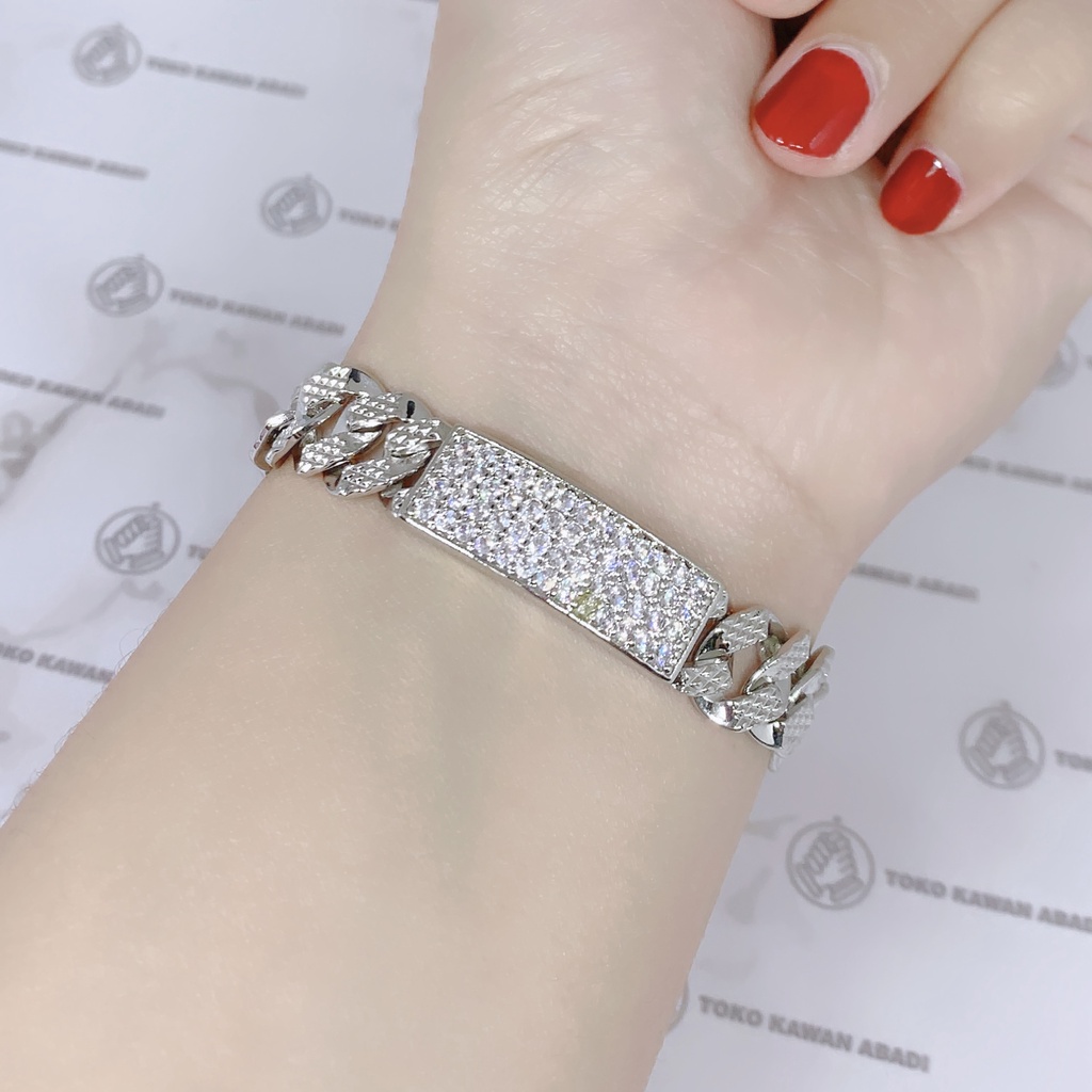 Xuping Silver Gelang Tangan Wanita Model Rantai Sisik Naga Permata *83