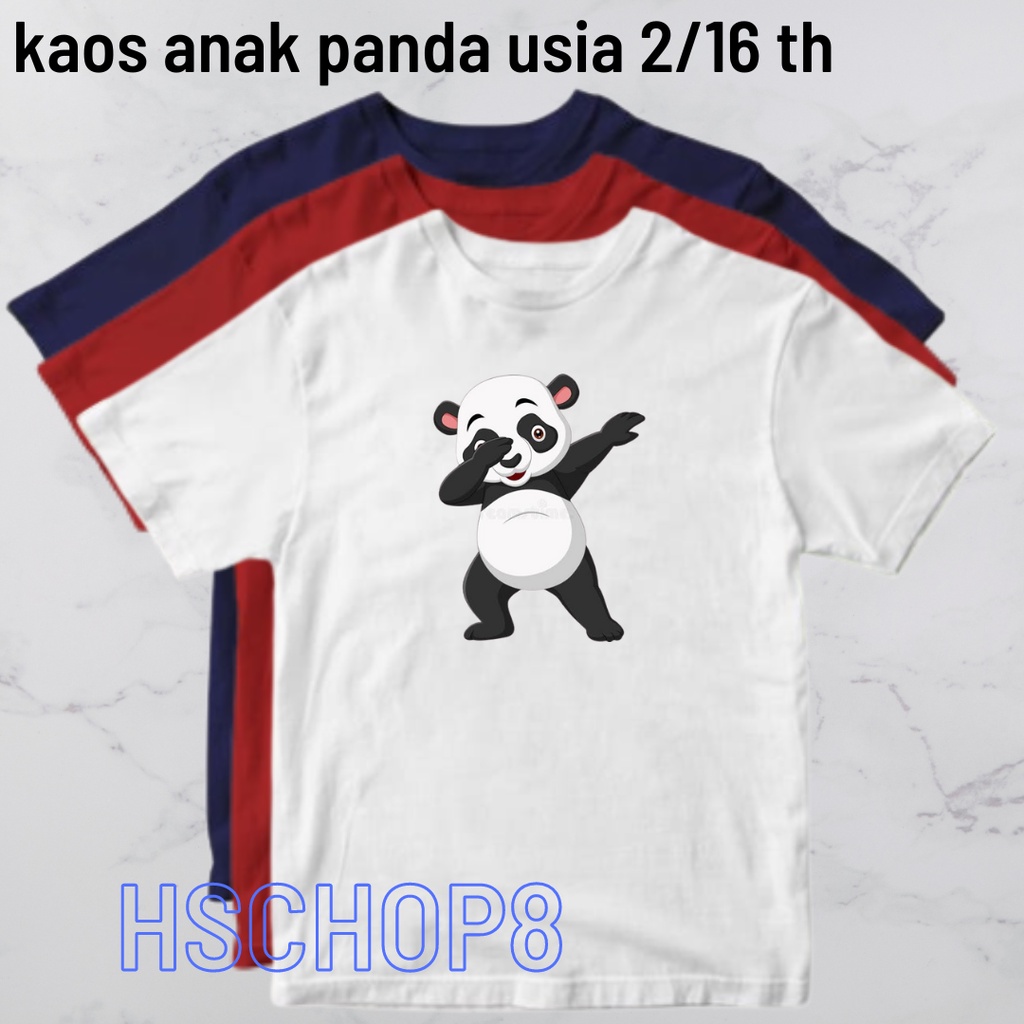 Kaos Anak Panda Tengah Ideal Laki Laki Perempuan Usia 2-16th Unisex Cowok Cewek