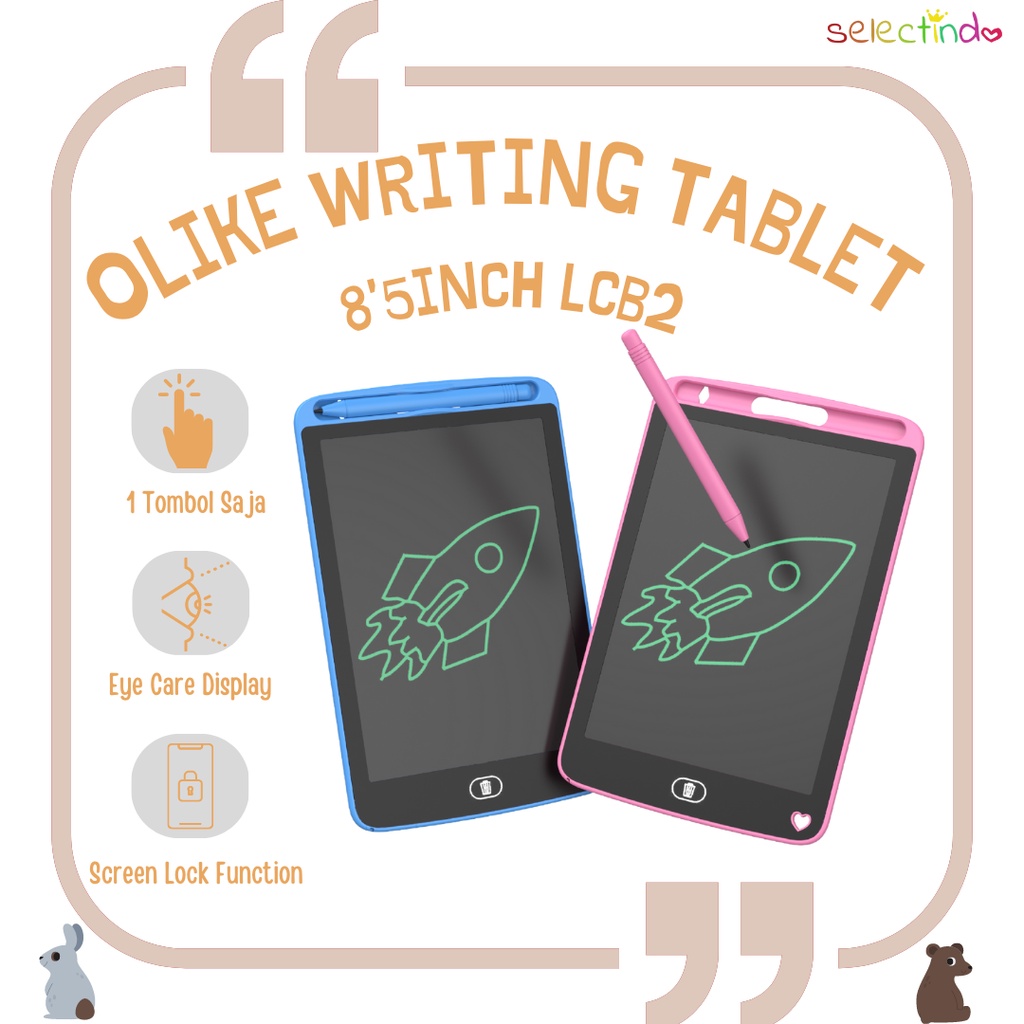 Olike LCD Writing Tablet 8.5” - Satu Warna / Papan tulis lcd / Papan Tulis Anak LCD / LCD Tablet / Eye Care Display Screen / Lock Function / Kids Tablet / Tablet Anak / Blackboard / Drawing Tablet / LCD Gambar / Olike / Papan Tulis / Dewasa