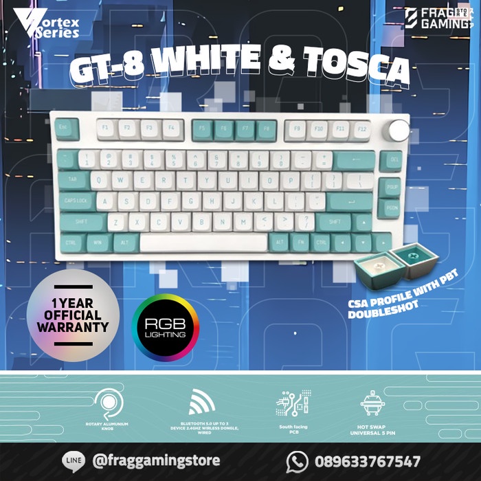 Best Seller Vortex Gt8 Vortexseries White & Tosca Wireless Mechanical Keyboard