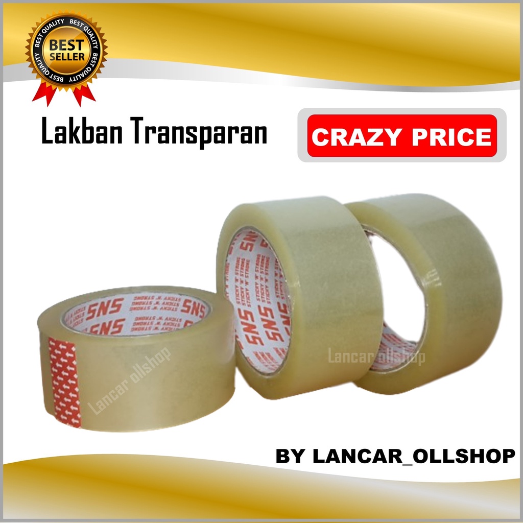 Plakban Solasi Transparan Isolasi Packing 100 Yard / Lakban Bening Isolasi Selotip Clear Tape 45MM