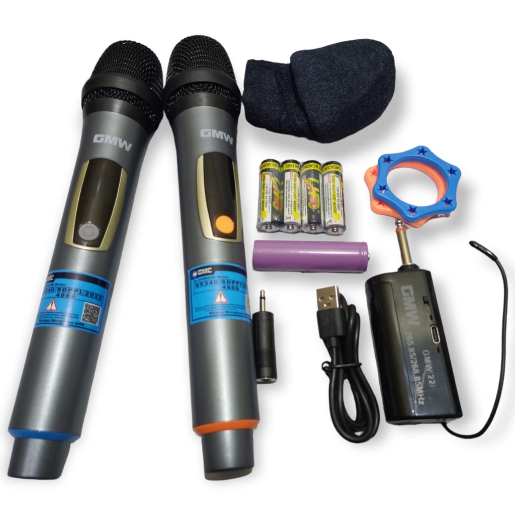 GMC Microphone wireless GMW 022 Mic Karaoke Double Tanpa Kabel | 2 Mic Profesional Wireless Microphone | Mikrofon GMC Type GMW 022 Mic Wireless Double Murah dan Berkualitas - Bisa Bayar Ditempat | FMS