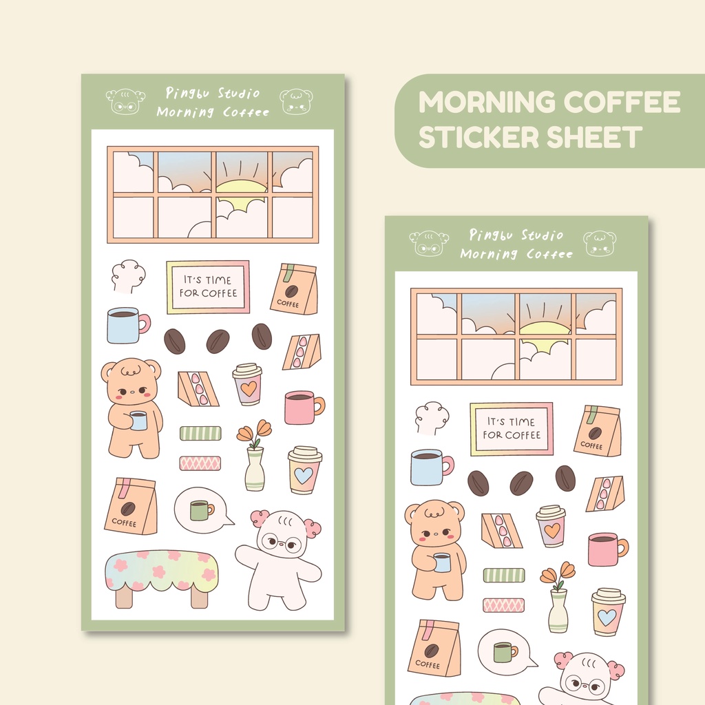 

pingbu studio - morning coffee deco sticker sheet