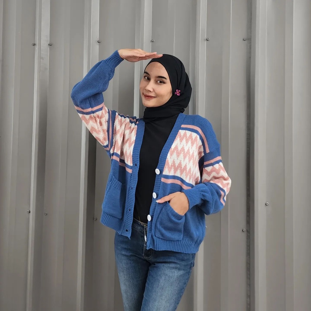 [CYC | COD] Outwear Cindy Zigzag Outer | Rajut Cardigan Wanita Trendy Murah