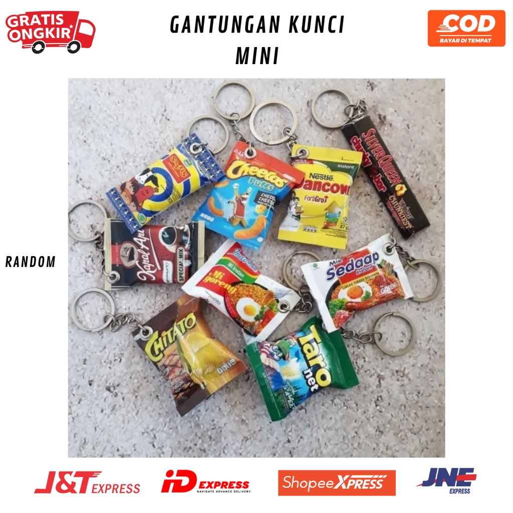 Gantungan Kunci Mini Replika Snack Gantungan Kunci Unik Motif Tas Sekolah Kunci Rumah Souvenir Hadia