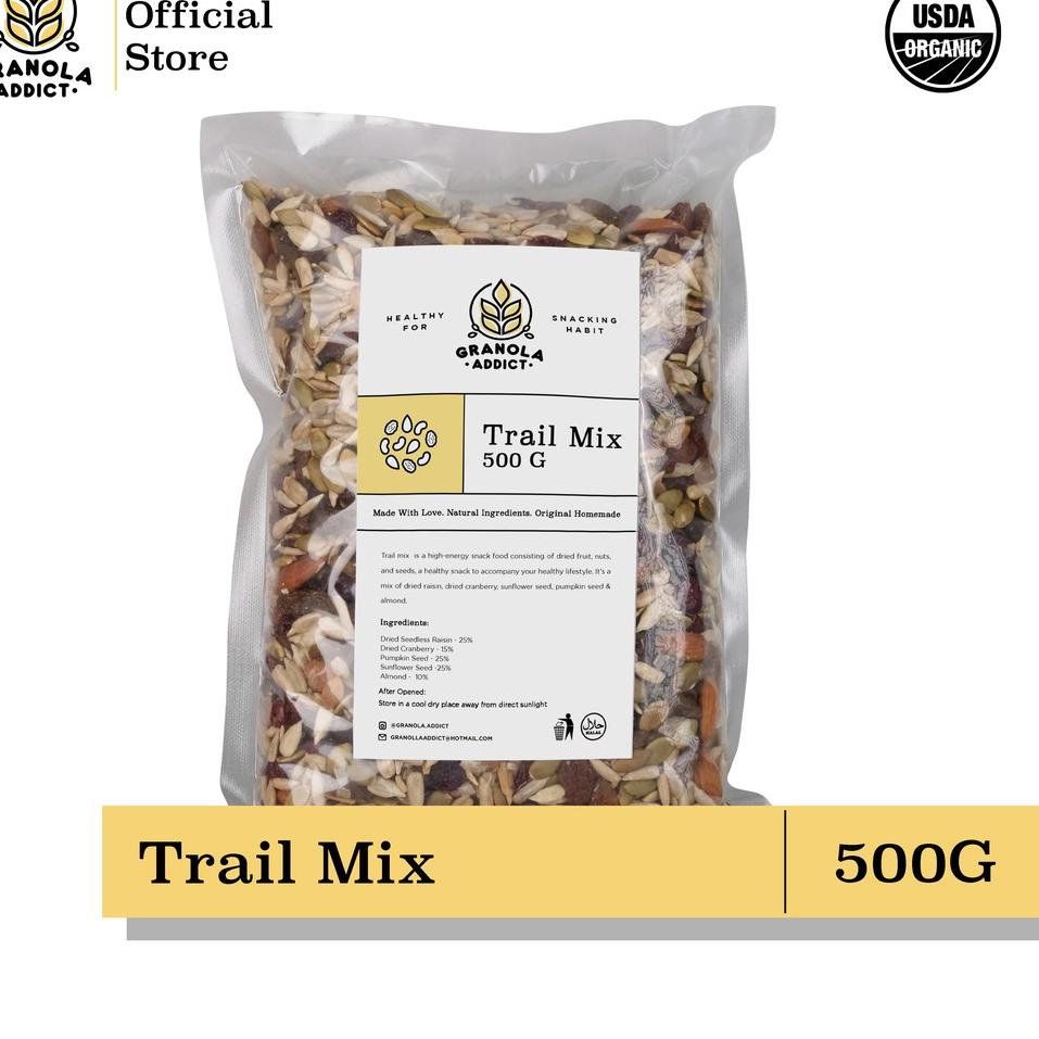 

Spesial Edition Granola Addict - Trail Mix (Sunflower, Pumpkin Seeds, Almond, Raisin, Cranberry) 500G
