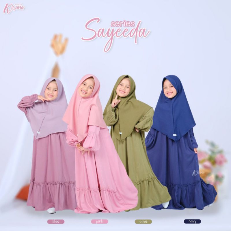 HOK Sayeeda Series | Set Baju Muslim Gamis Anak Perempuan Rayon Polos