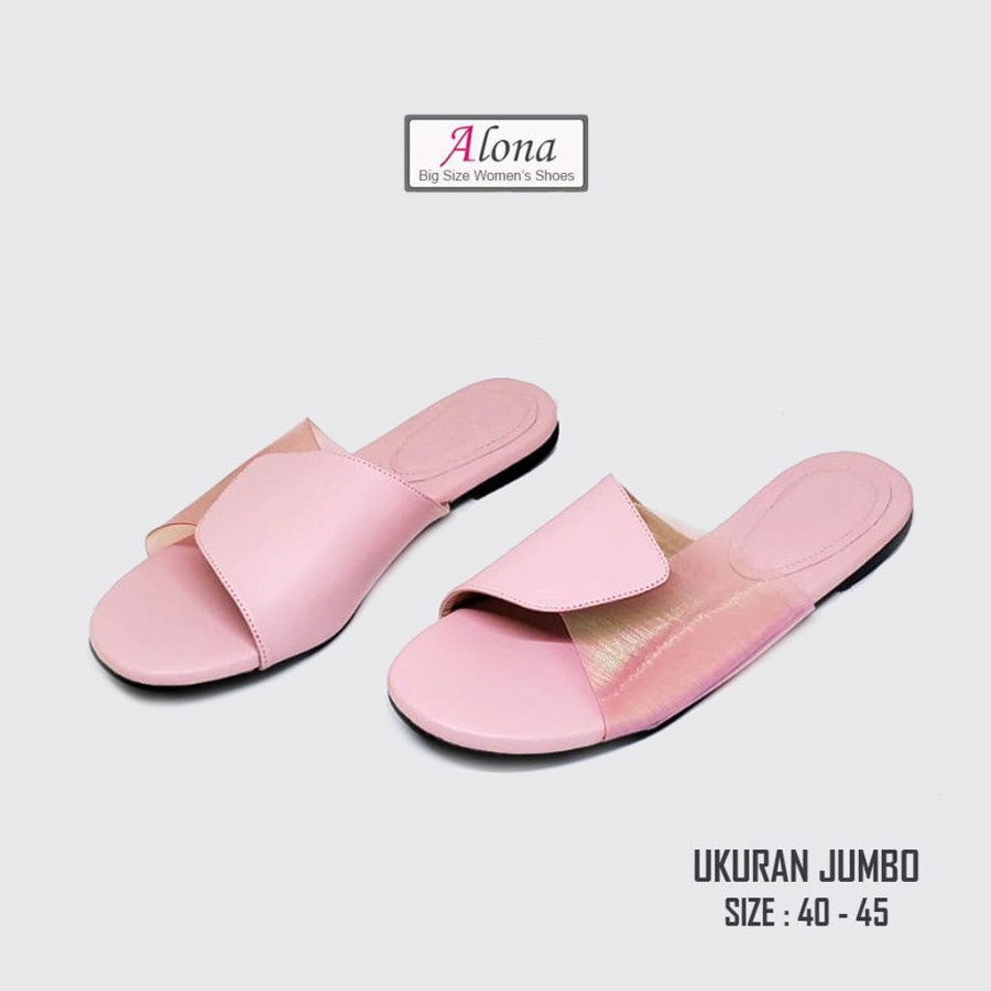 ARUNA SLIDE BIG SIZE | Sandal Wanita Flat Pink Beauty / Sendal Indoor Cewe Ukuran Jumbo 40-45