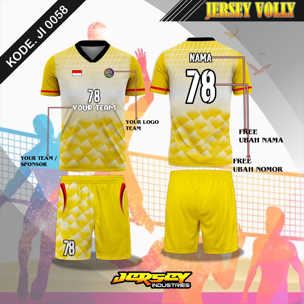 Jersey Olahraga Volly Desain Keren, Baju Jersey Team VOlly Full Printing, Bisa Order Satuan, Bisa CU