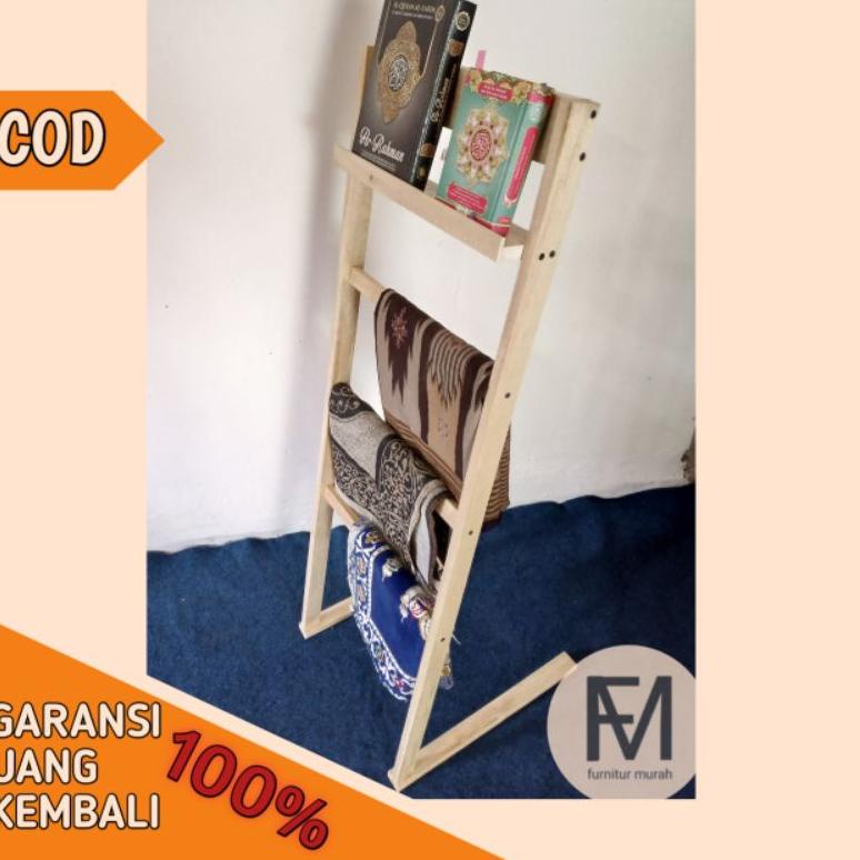 Model terkini Ladder Hanger Kayu, Rak Gantungan sajadah/mukena/alquran/handuk/sarung/kerudung/baju/h
