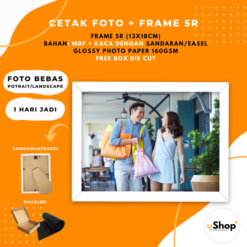 Print Foto / Cetak Foto + Frame Bingkai Minimalist 5R (13x18cm)