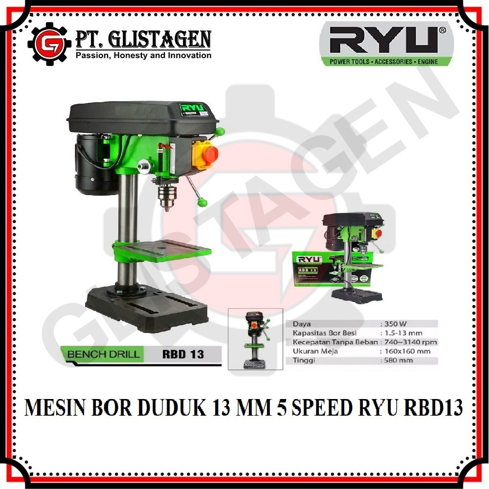 RYU RBD13 MESIN BOR DUDUK 13 MM LISTRIK BENCH DRILL 13MM PRESS 5 SPEED